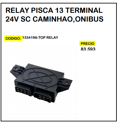 Relay Pisca 13 Terminal 24V SC Caminhão/Onibus