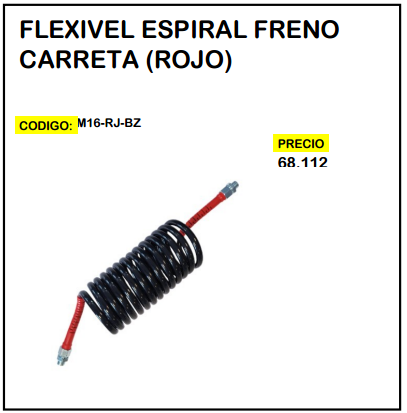 Flexivel Espiral Freno Carreta (Rojo)