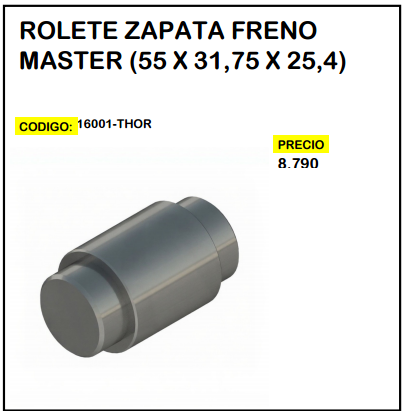 Rolete Zapata Freno Master (55 x 31,75 x 25,4)