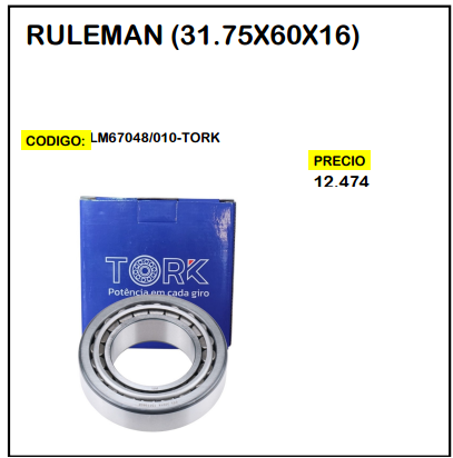 Rulemán (31.75x60x16)