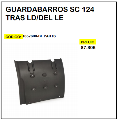 Guardabarros SC 124 Tras LD/Del LE