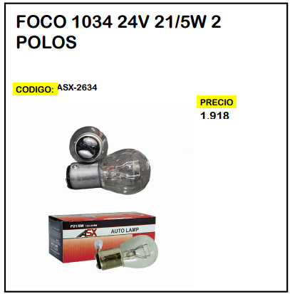 Foco 1034 24V 21/5W 2 Polos