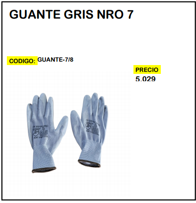 Guante Gris Nro 7