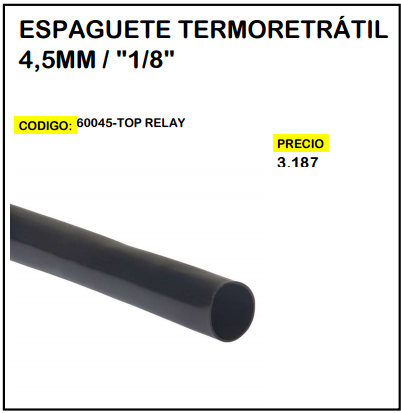 Espaguete Termoretratil 4,5mm / 1/8"