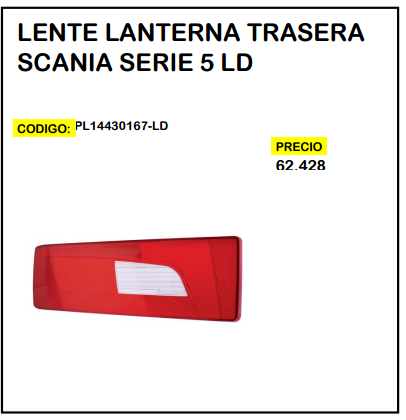 Lente Lanterna Trasera Scania Serie 5 LD