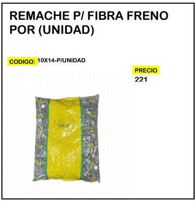 Remache p/ Fibra Freno por (Unidad)