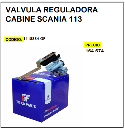 Válvula Reguladora Cabine Scania 113