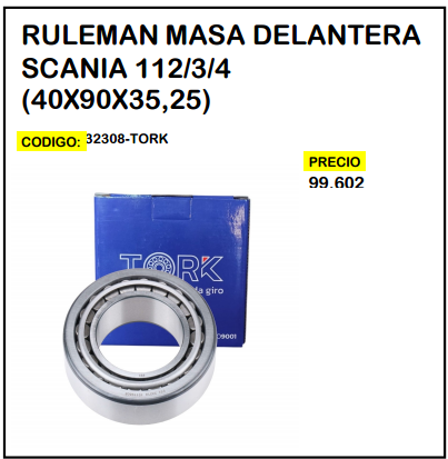 Rulemán Masa Delantera Scania 112/3/4 (40x90x35,25)
