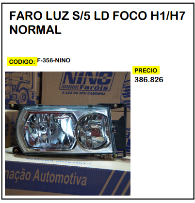 Faro Luz S/5 LD Foco H1/H7 Normal