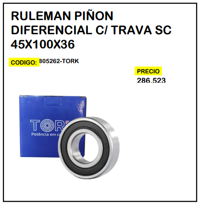 Rulemán Piñón Diferencial C/Trava SC 45x100x36