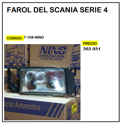 Farol Del Scania Serie 4 LE
