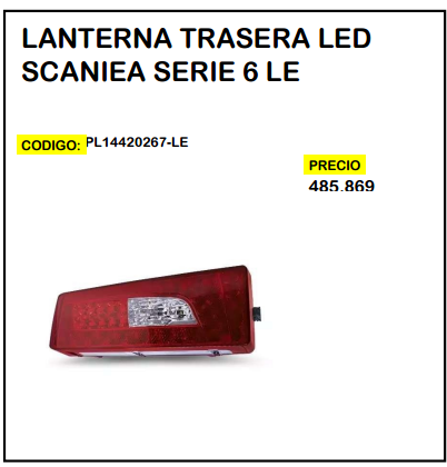 Lanterna Trasera LED Scania Serie 6 LE