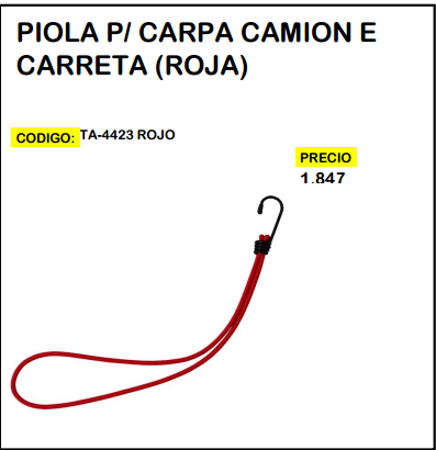 Piola p/ Carpa Camión e Carreta (Roja)
