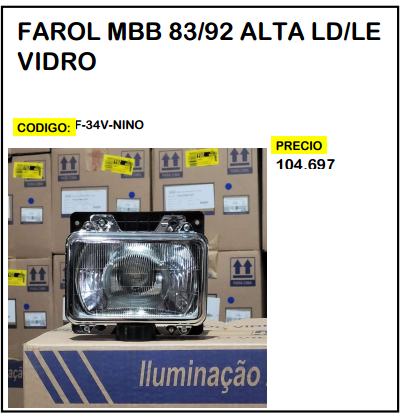 Farol MBB 83/92 Alta LD/LE Vidro