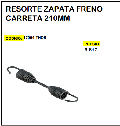 Resorte Zapata Freno Carreta 210mm
