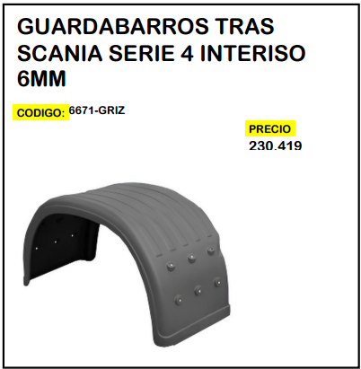 Guardabarros Tras Scania Serie 4 Interiso 6mm