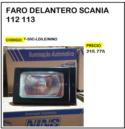 Faro Delantero Scania 112 113