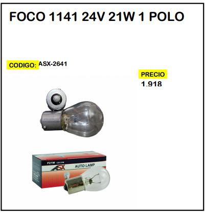 Foco 1141 24V 21W 1 Polo