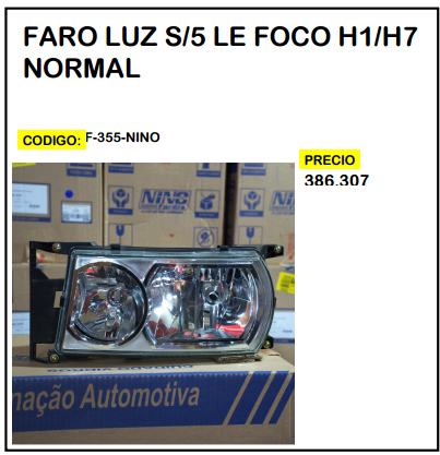 Faro Luz S/5 LE Foco H1/H7 Normal