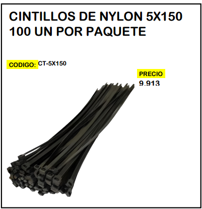 Cintillos de Nylon 5x150 100un por Paquete
