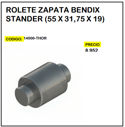 Rolete Zapata Bendix Stander (55 x 31,75 x 19)