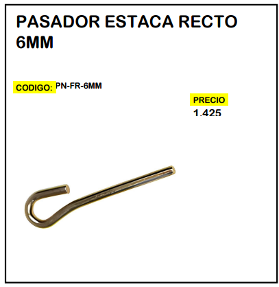Pasador Estaca Recto 6mm