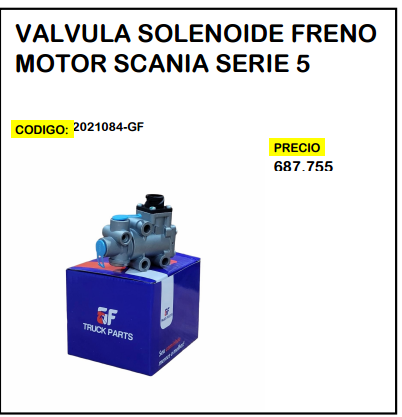 Válvula Solenoide Freno Motor Scania Serie 5