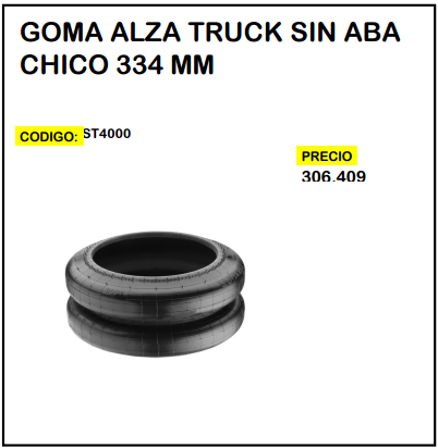 Goma Alza Truck sin Aba Chico 334mm