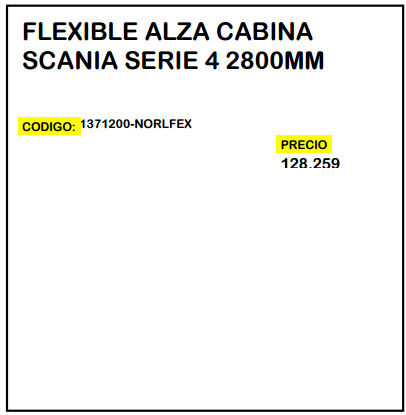 Flexible Alza Cabina Scania Serie 4 2800mm