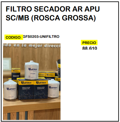 Filtro Secador Aire APU SC/MB (Rosca Grossa)