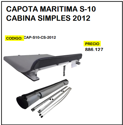 Capota Maritima S-10 Cabina Simples 2012