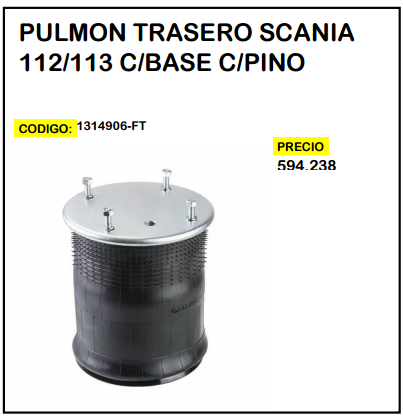 Pulmón Trasero Scania 112/113 c/Base c/Pino
