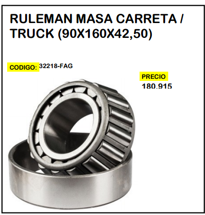 Rulemán Masa Carreta / Truck (90x160x42,50) FAG