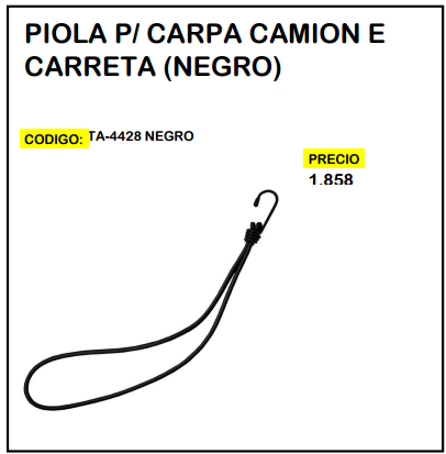 Piola p/ Carpa Camión e Carreta (Negro)