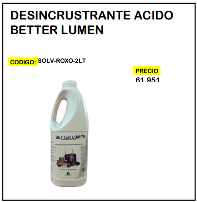 Desincrustante Acido Better Lumen 2LT