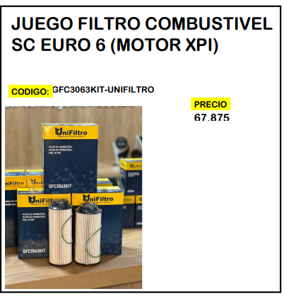 Juego Filtro Combustivel SC Euro 6 (Motor XPI)