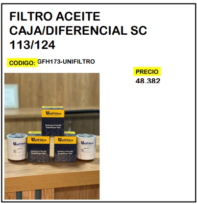 Filtro Aceite Caja/Diferencial SC 113/124