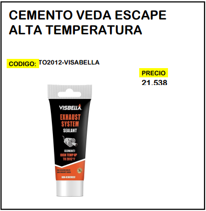 Cemento Veda Escape Alta Temperatura