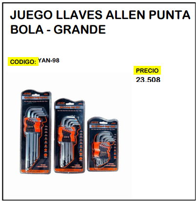 Juego Llaves Allen Punta Bola - Grande