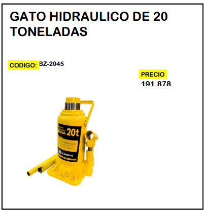 Gato Hidráulico de 20 Toneladas