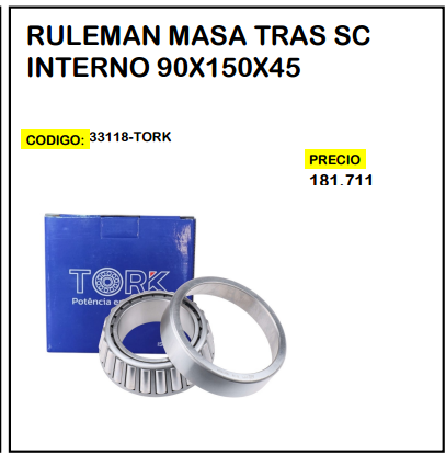 Rulemán Masa Tras SC Interno 90x150x45
