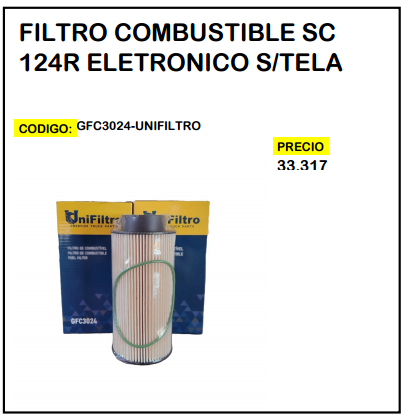 Filtro Combustible SC 124R Eletronico s/Tela
