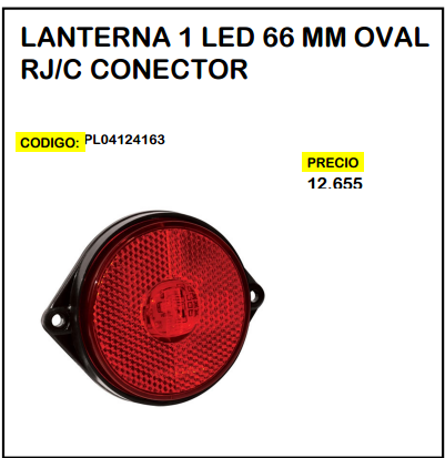 Lanterna 1 Led 66mm Oval RJ/C Conector