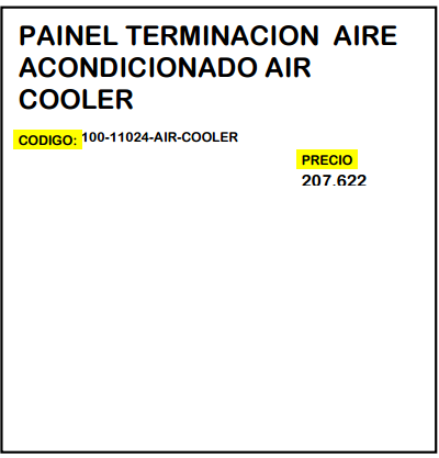 Painel Terminación Aire Acondicionado Air Cooler