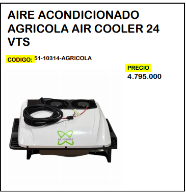 Aire Acondicionado Agrícola Air Cooler 24 Vts