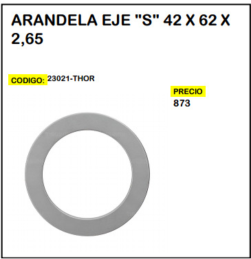 Arandela Eje "S" 42 x 62 x 2,65