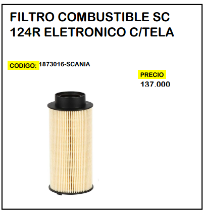Filtro Combustible SC 124R Eletronico c/Tela