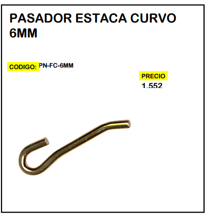 Pasador Estaca Curvo 6mm