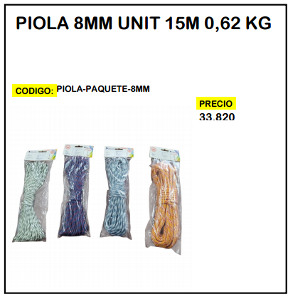 Piola 8mm Unit 15m 0,62kg
