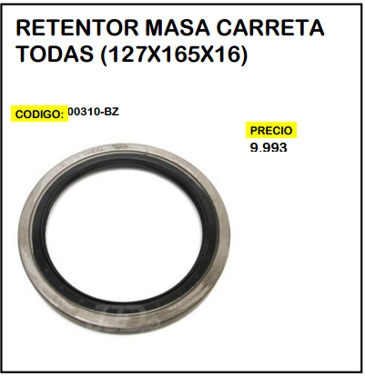 Retentor Masa Carreta Todas (127x165x16)